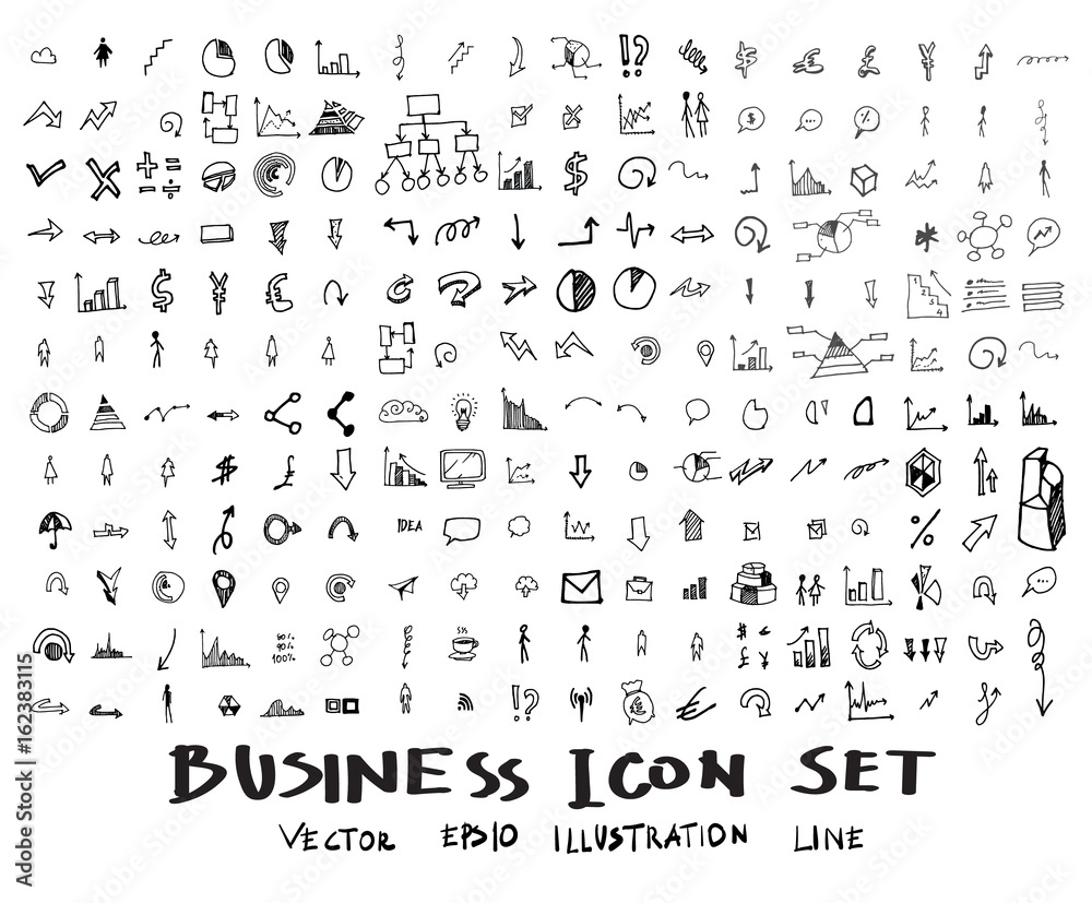Business doodles sketch vector ink eps10