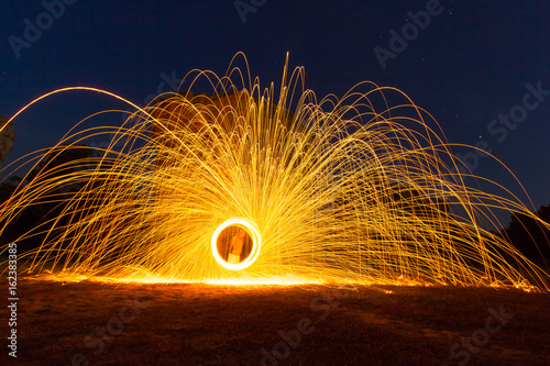 Burning Steel Wool spinning at Mor Hin Khao