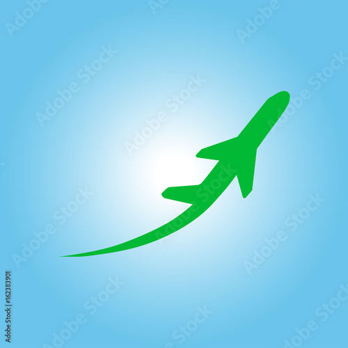 Airplane flight tickets air fly travel takeoff silhouette element. Plane symbol. Travel icon. Flat design.