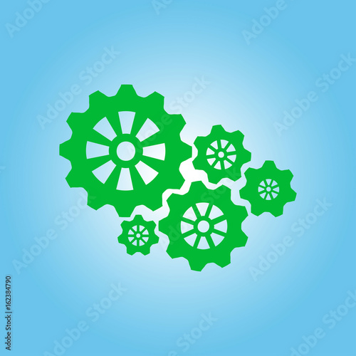 Icon of gears. Gear icon. The development and management of business processes.