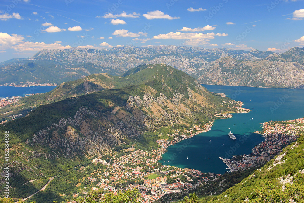 View of the Boka-Kotorska bay in Montenegro
