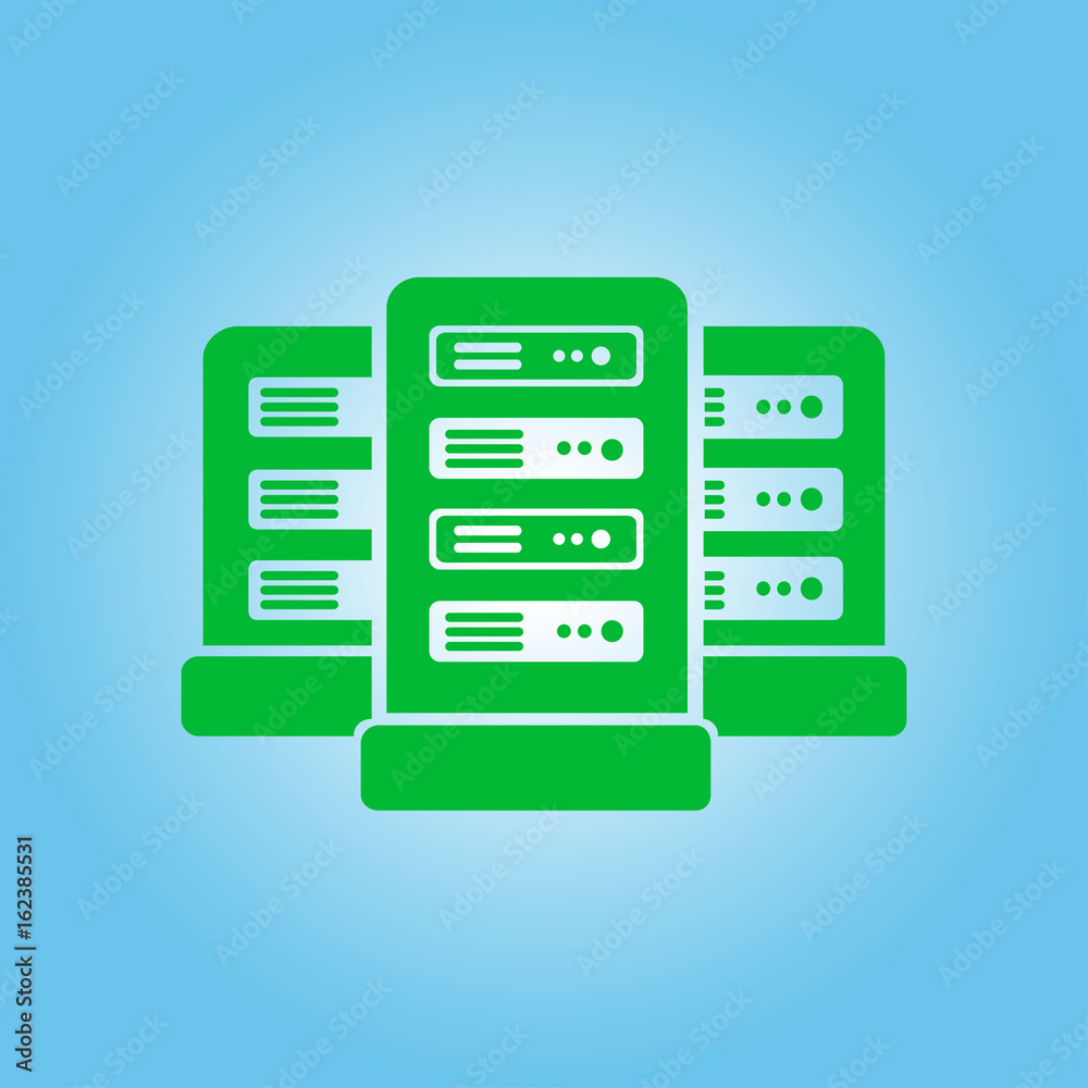 Network servers in data center icon. Flat design style. Network servers in data center icon. Flat design style.