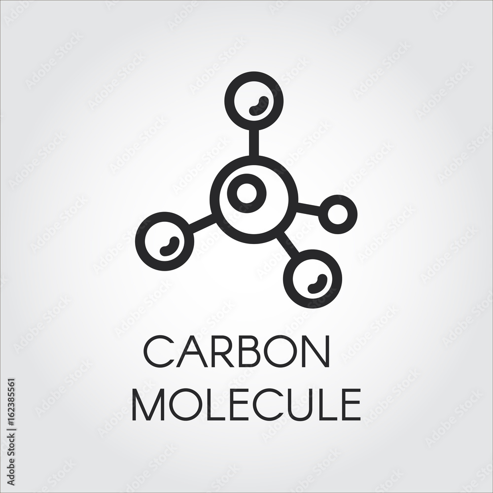 Abstract linear icon of carbon molecule. Chemical structure simplicity outline logo. Vector illustration for scientific, chemistry, physical, educational and other projects Abstract linear icon of carbon molecule. Chemical structure simplicity outline logo. Vector illustration for scientific, chemistry, physical, educational and other projects