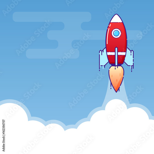 Take-off of the rocket, the beginning of the flight of the rocket, the launch of the flight