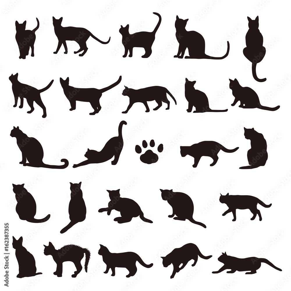 set of cats silhouette