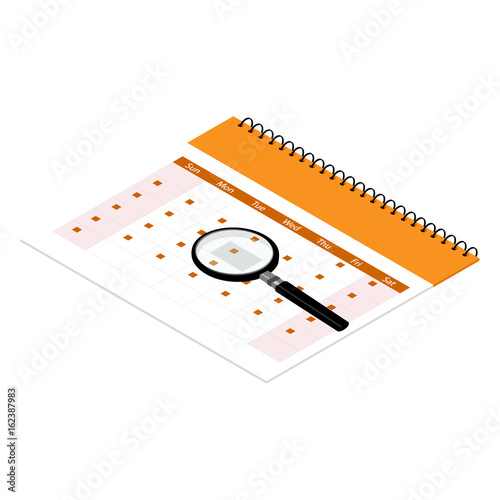 Calendar and magnifying glass