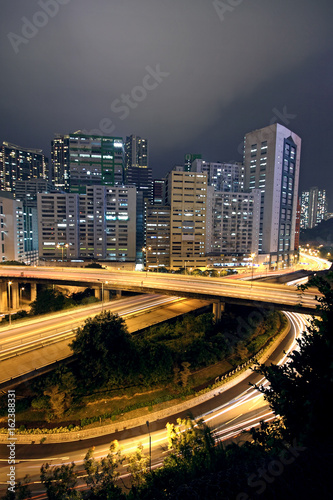 business area of hongkong at night