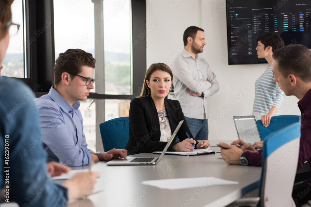 Business Team At A Meeting at modern office building