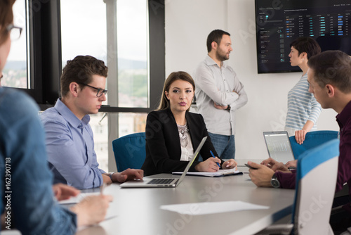 Business Team At A Meeting at modern office building