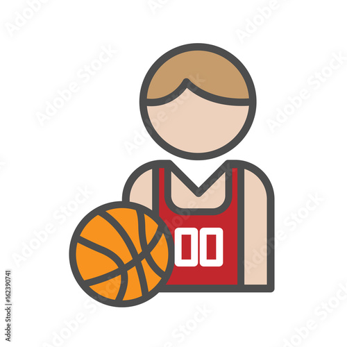 Basketball player avatar icon on white background