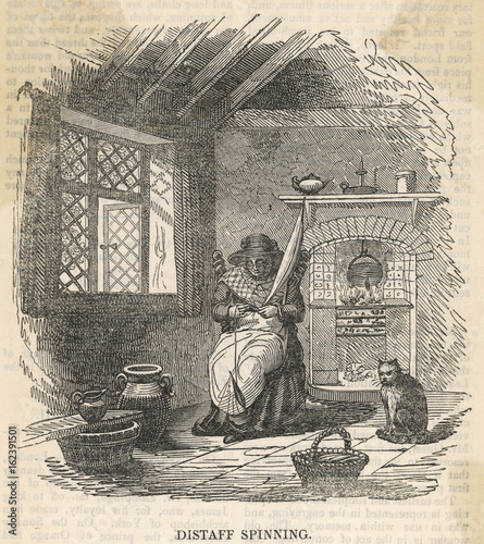 Принти на полотні Distaff Spinning. Date: 1827
