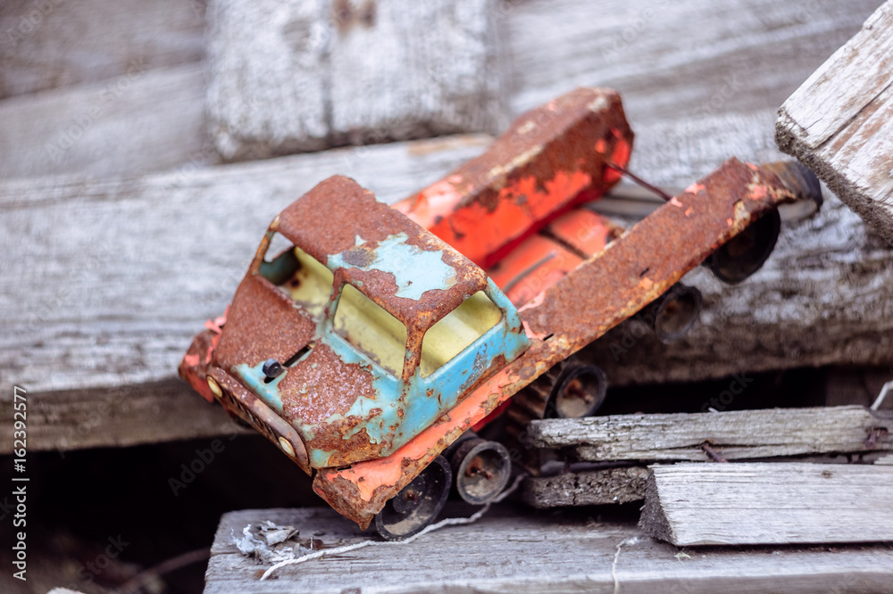 Old metal rusty toy car