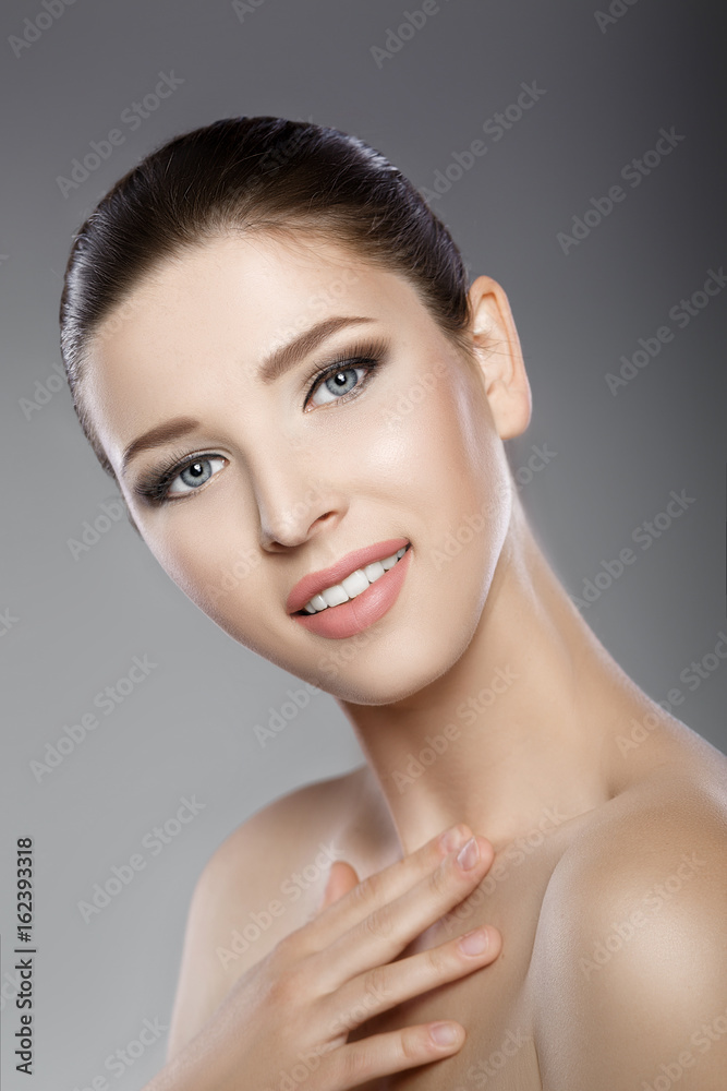 beautiful face of woman with blue eyes and clean fresh skin. Spa portrait beautiful face of woman with blue eyes and clean fresh skin. Spa portrait