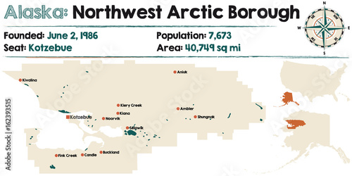 Large and detailed map of Northwest Arctic Borough in Alaska.