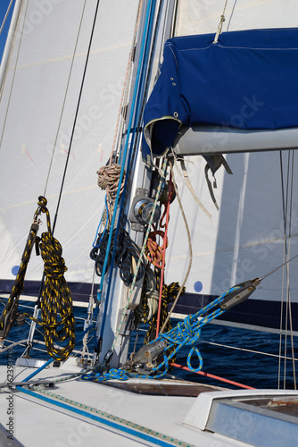 rigging of a sailing yacht close-up