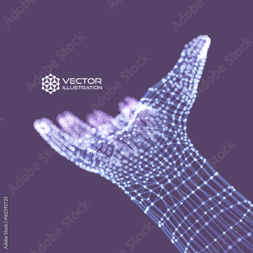 Human Arm. Hand Model. Connection structure. Future technology concept. 3D Vector illustration.