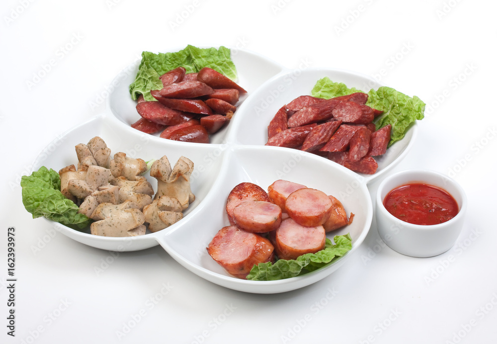 chopped sausages