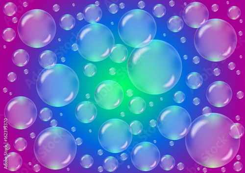 Transparent bubbles on a colored background
