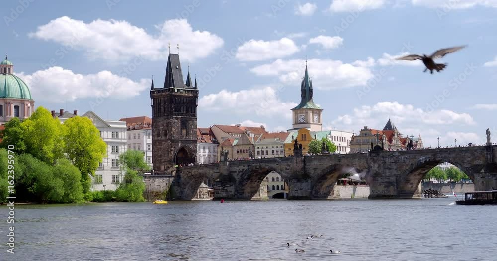 Zooming out of the Charles Bridge over the River Vltava in the Czech Republic, Europe. Zooming out of the Charles Bridge over the River Vltava in the Czech Republic, Europe.