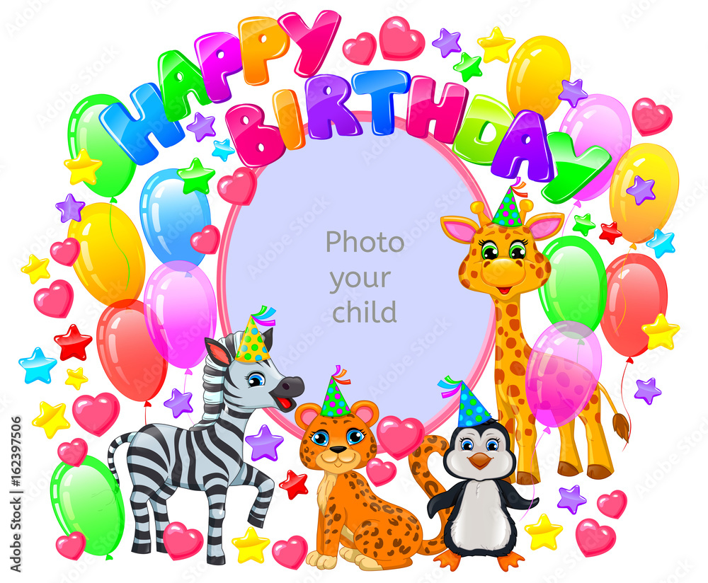 Naklejka premium Birthday frame for your baby photo