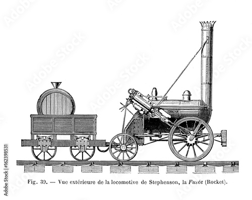 George Stephenson's locomotive  the Rocket. Date: 1829