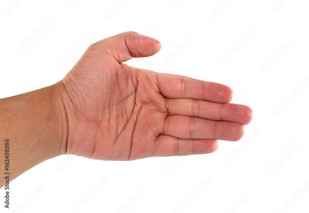man hand outstretched,isolated on white background man hand outstretched,isolated on white background