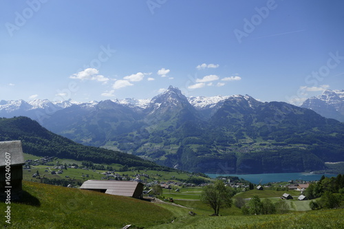 Sicht auf den M  rtschenstock und die Schweizer Alpen
