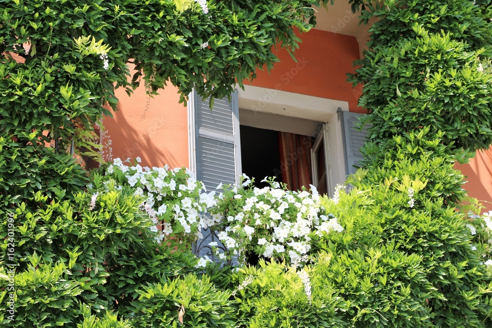 Typical house facade at Lake Maggiore, Piedmont Italy