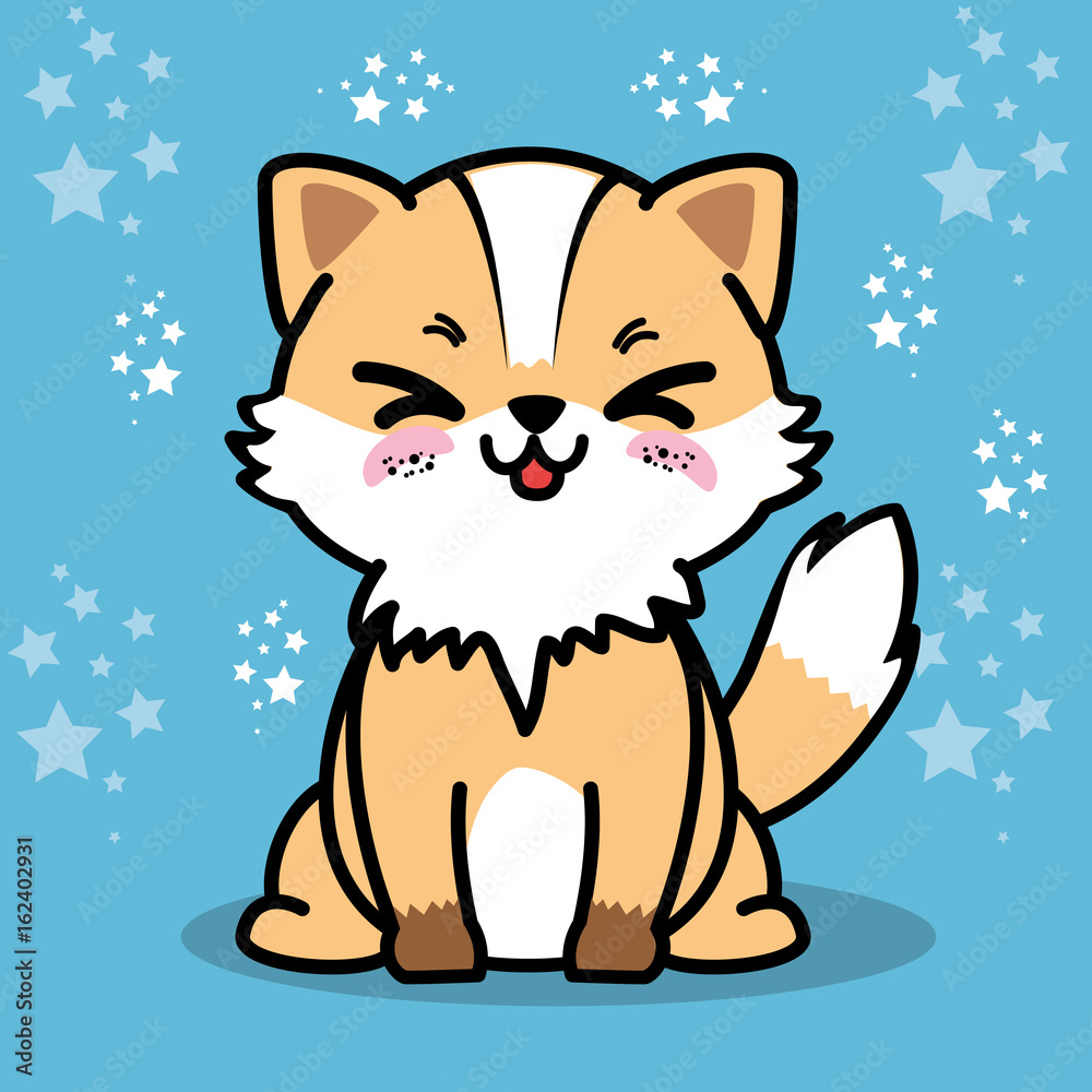 Cute and lovely fox animal cartoon vector illustration graphic design