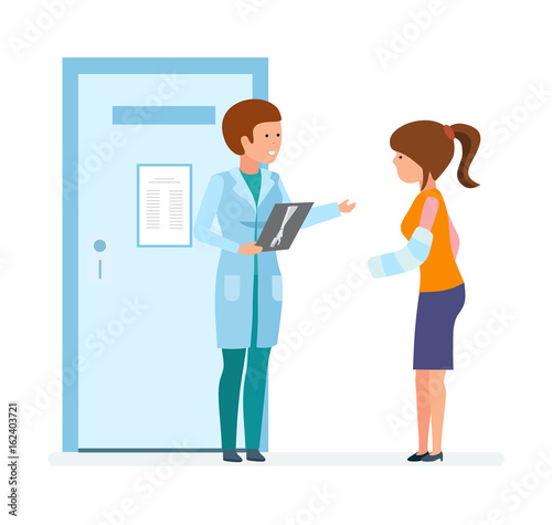 Radiologist shows pictures with fracture to patient came to visit.