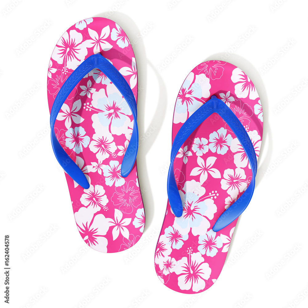 Hawaii style pattern flip flops - top view Hawaii style pattern flip flops - top view