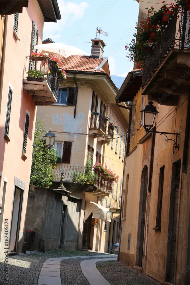 Street in Cannobio, Lake Maggiore, Piedmont Italy 