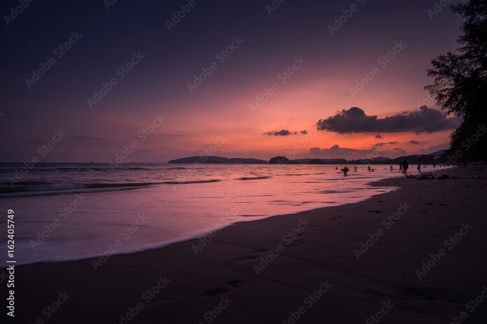 beach on twilight in Krabi, Thailand. beach on sunset time in Thailand.