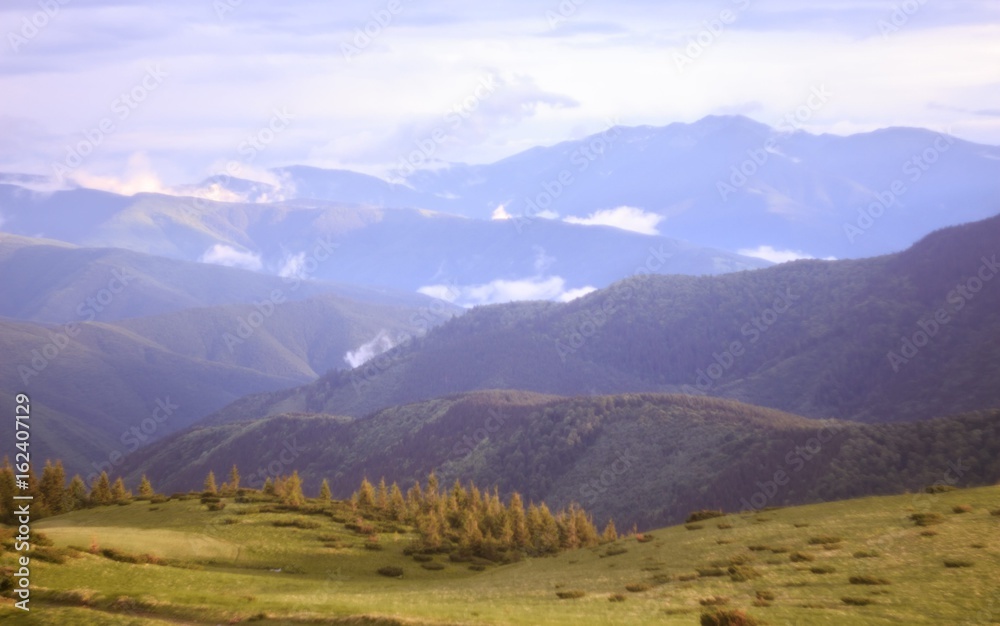 Fototapeta premium Clouds over the Chornohora ridge after rain, Carpathian Mountains