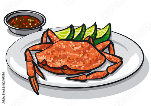 cooked crab on plate