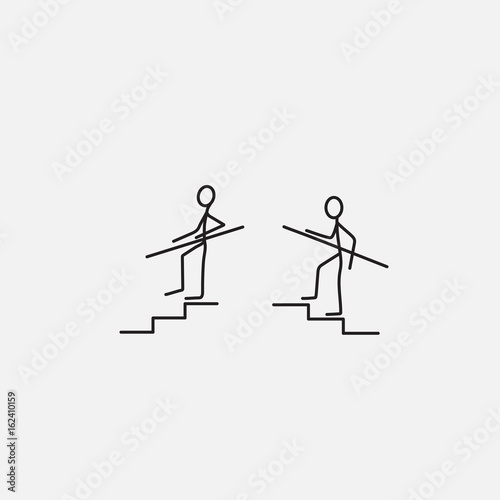 Cartoon icon of sketch little people in cute miniature scenes.