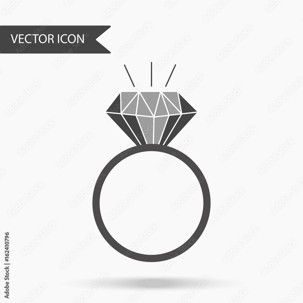 Vector illustration of an icon with a beautiful ring. Wedding ring with diamond on isolated background. Flat design Vector illustration of an icon with a beautiful ring. Wedding ring with diamond on isolated background. Flat design