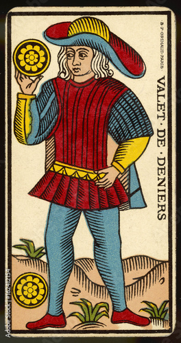 Fototapeta Tarot Card - Valet de Deniers (Page of Coins)