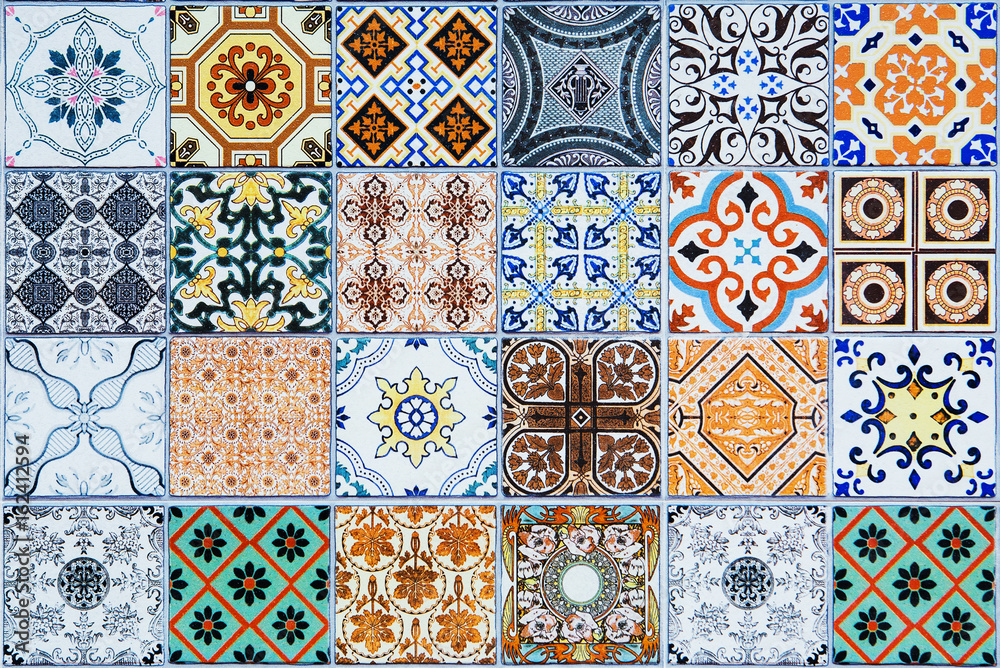 Foto op Glas keramische tegels patronen uit Portugal. - Nikkel-Art.nl