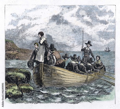 Pilgrim Fathers arrive in America.. Date: December 1620 photo