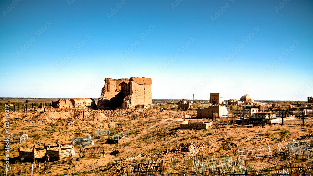 Ruin of Erejep Khalifa mosque aka Clock of world at Mizdakhan, Khodjeyli,Karakalpakstan,Uzbekistan
