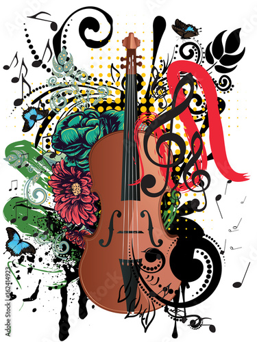 Grunge Violin Illustration