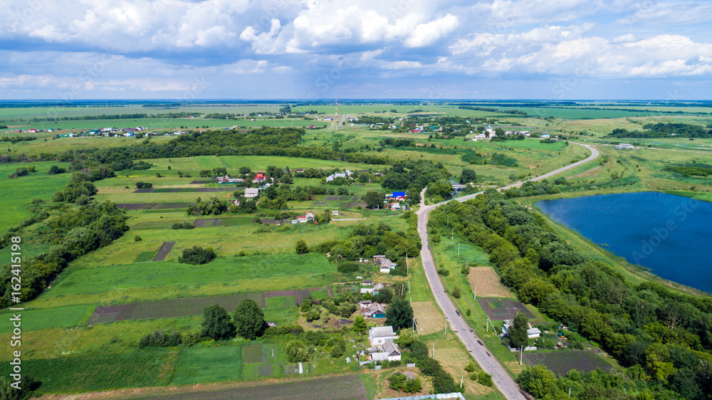 View of village of central Russia from above