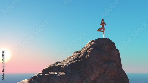 The young woman doing yoga