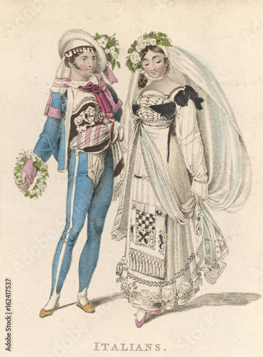 Italian Bride - Groom. Date: circa 1820