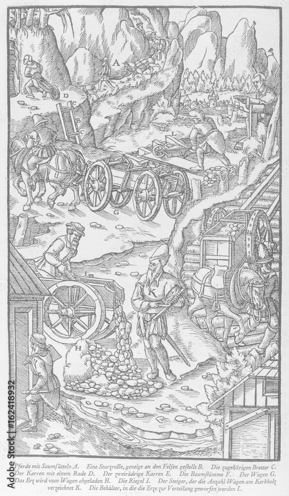 Obraz premium Bringing Ore from Mines. Date: 1556