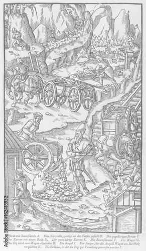Bringing Ore from Mines. Date: 1556