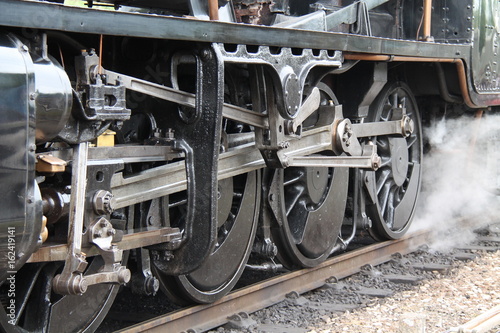 Wheels and Connecting Rods of a Steam Train Engine.