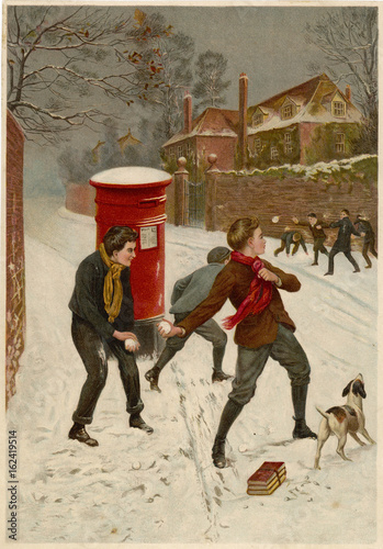 Snowball Fight. Date: circa 1890