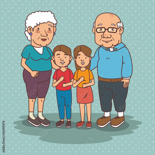 grandparents with their grandchildren vector illustration graphic design